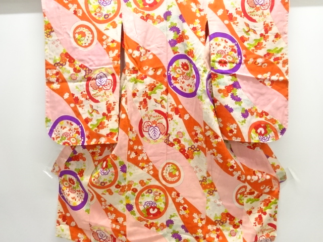 JAPANESE KIMONO / ANTIQUE KIMONO / SILK / MON KINSHA / KIKU & PAULOWNIA
